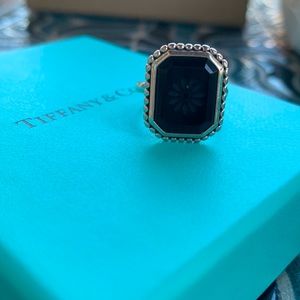 Tiffany & Co onyx Daisy ring silver